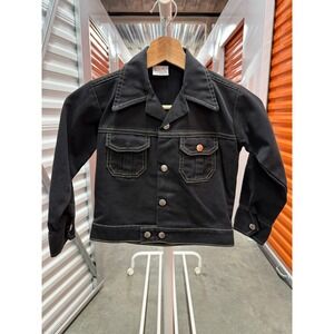 Vintage Billy the Kid Kids Black Denim Trucker Jacket Western Permanent Press